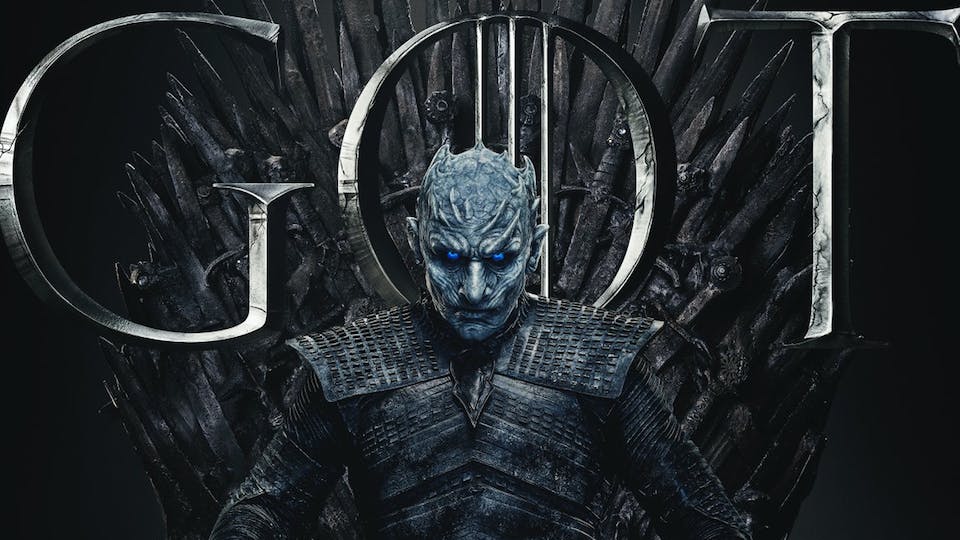 The image contains the Night king from GOT