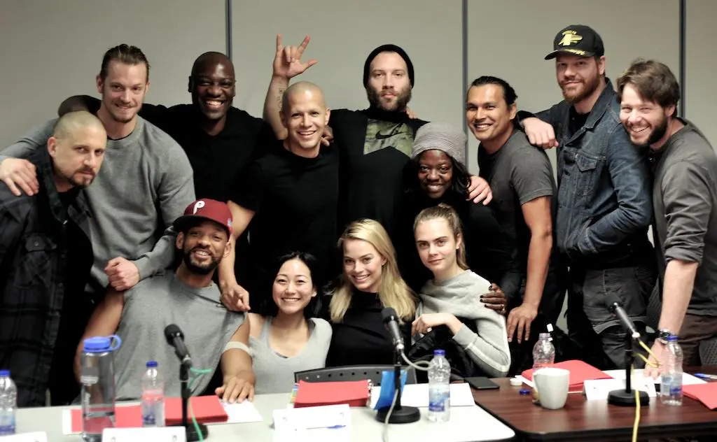 David Ayer with the cast of Suicide Squad