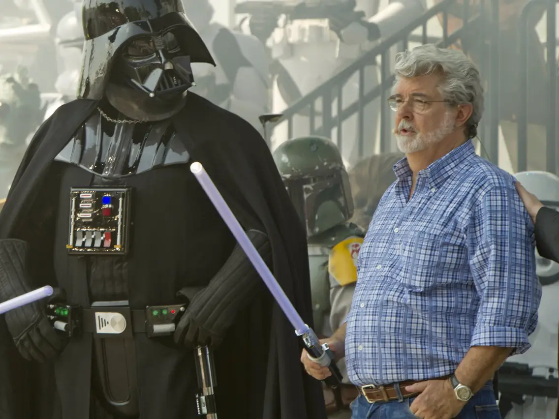 George Lucas on the set of the Star Wars film (Credits: The Verge)