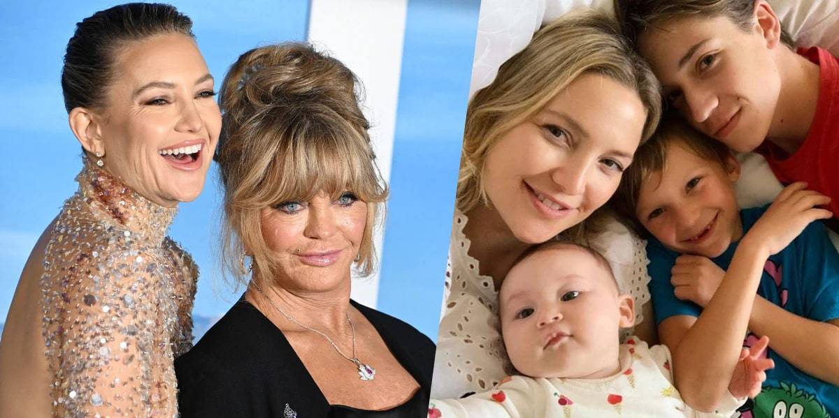 Kate Hudson with her mother and kids 