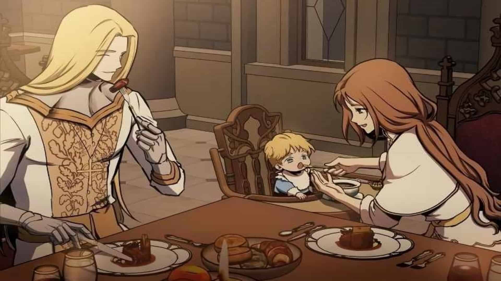Lucius Enjoying Dinner With His Wife Cludia And Child Since The 3rd Chaptel Is Closed Off Now - Reincarnation Of the Suicidal Battle God Chapter 81
