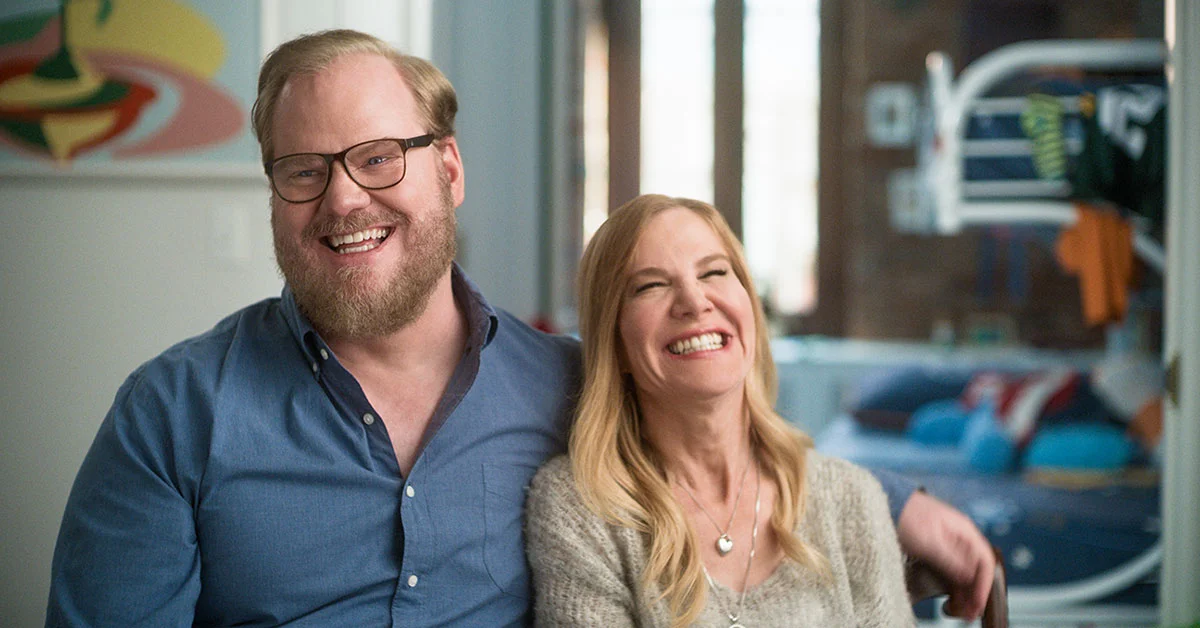 Jim Gaffigan with wife, Jeannie Gaffigan (Credits: Healthline)