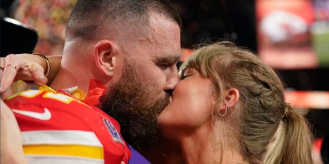 Taylor Swift and Travis Kelce were spotted kissing (Credit: YouTube)