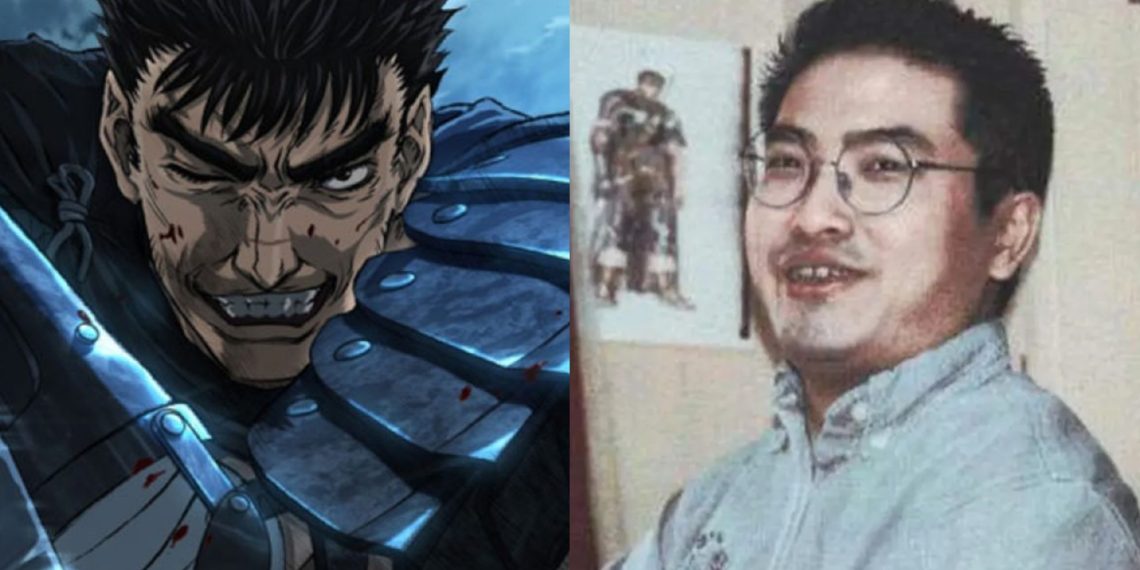 Guts from "Berserk" (Left), Kentaro Miura, Author of "Berserk" (Right)