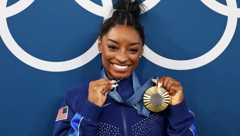 Simone Biles Wins Second Gold in Paris, Jokes About Intense Rivalry with Rebeca Andrade