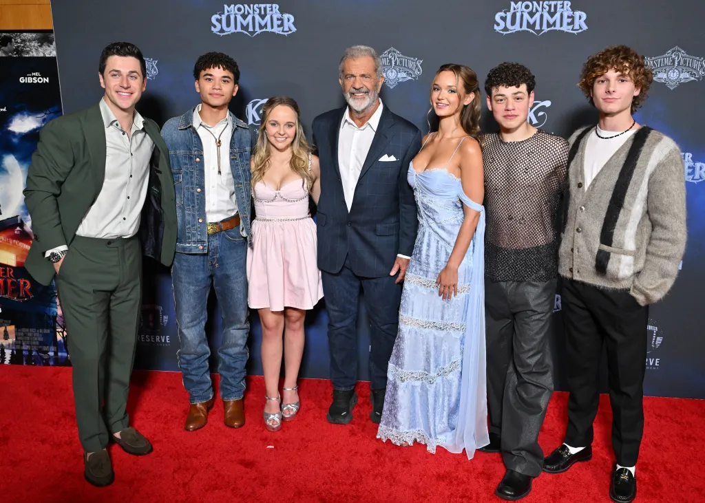 Mel Gibson Makes Rare Public Appearance with His Children at Monster Summer Premiere in Los Angeles